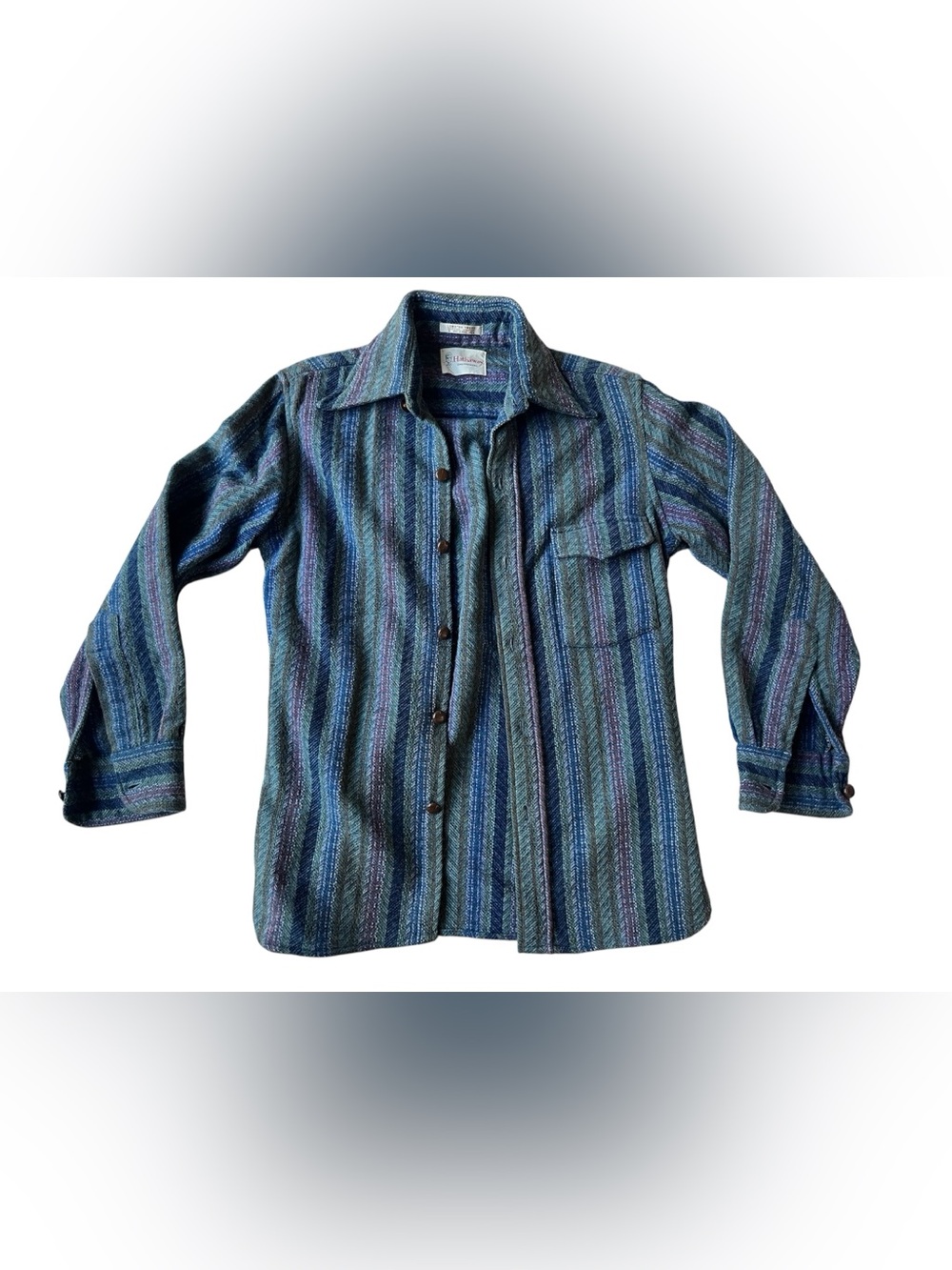 VTG 70S HATHAWAY LOBSTER TWEED WOOL NYLON BUTTON DOWN COLLARED SHIRT MENS SMALL
